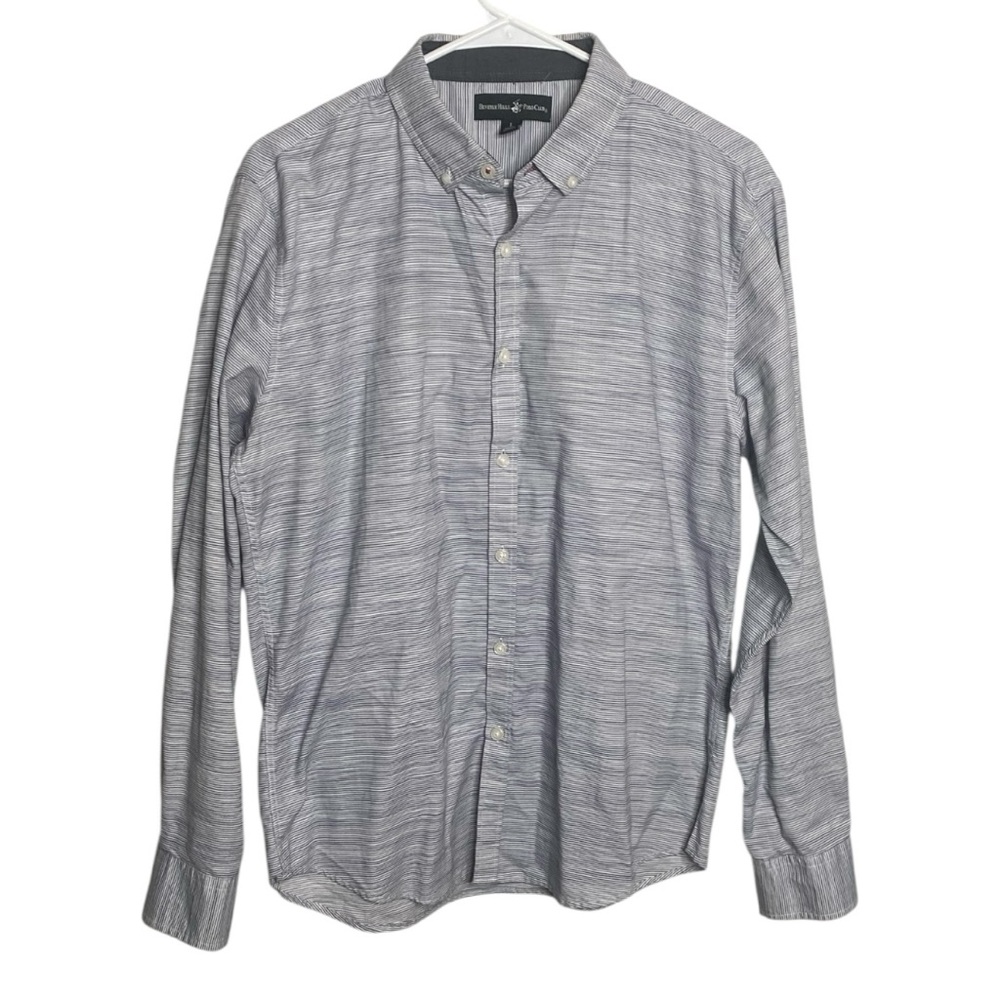 Beverly Hills Polo Club Men's Striped Gray Button-Down Shirt